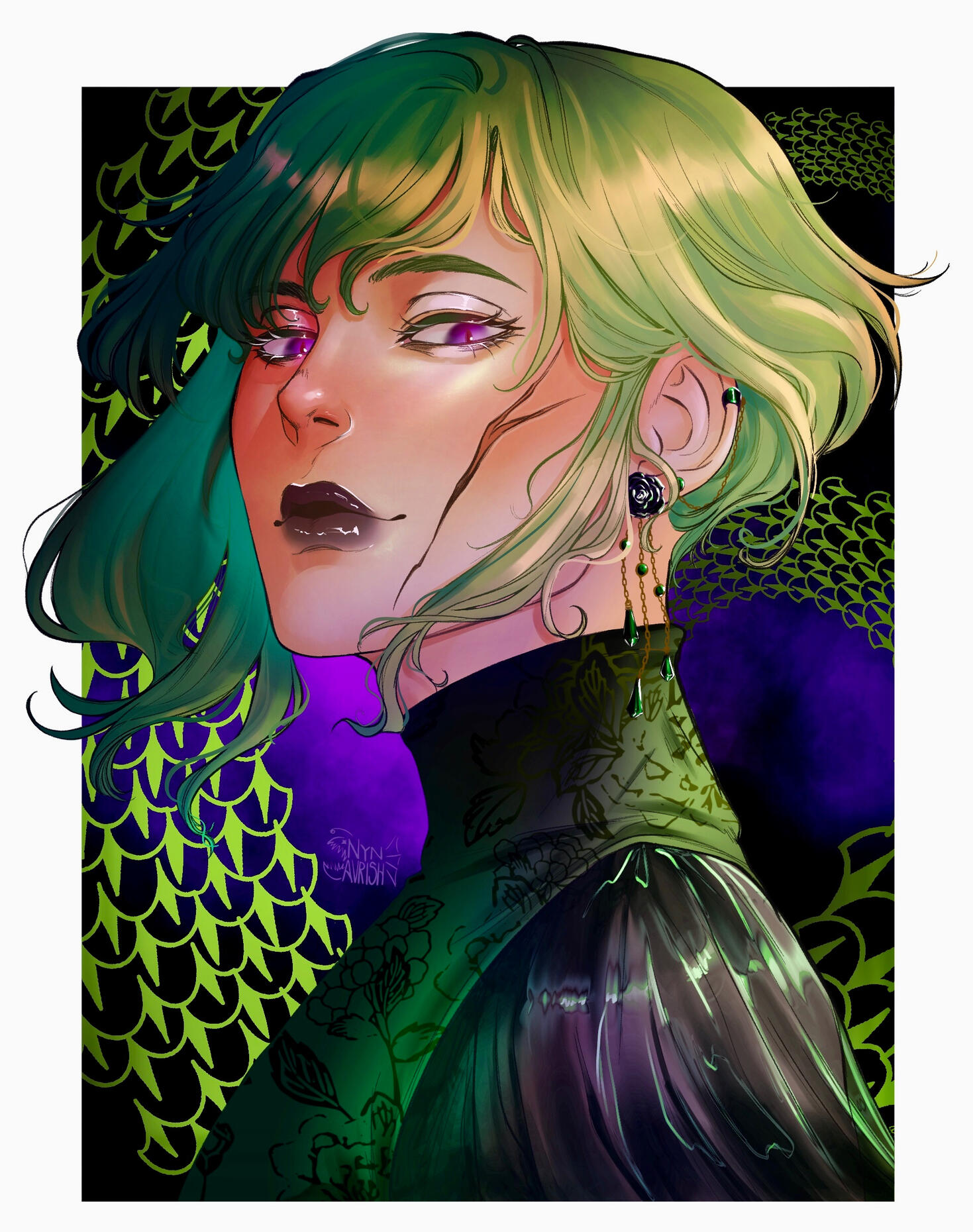 $600 - Busto / Coloreado con sombreado simple / Fondo simple / línea bosquejo