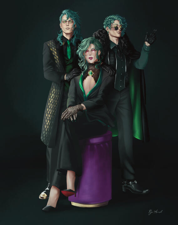 $210 - Full body / 3 characters / full-color render / semi realism